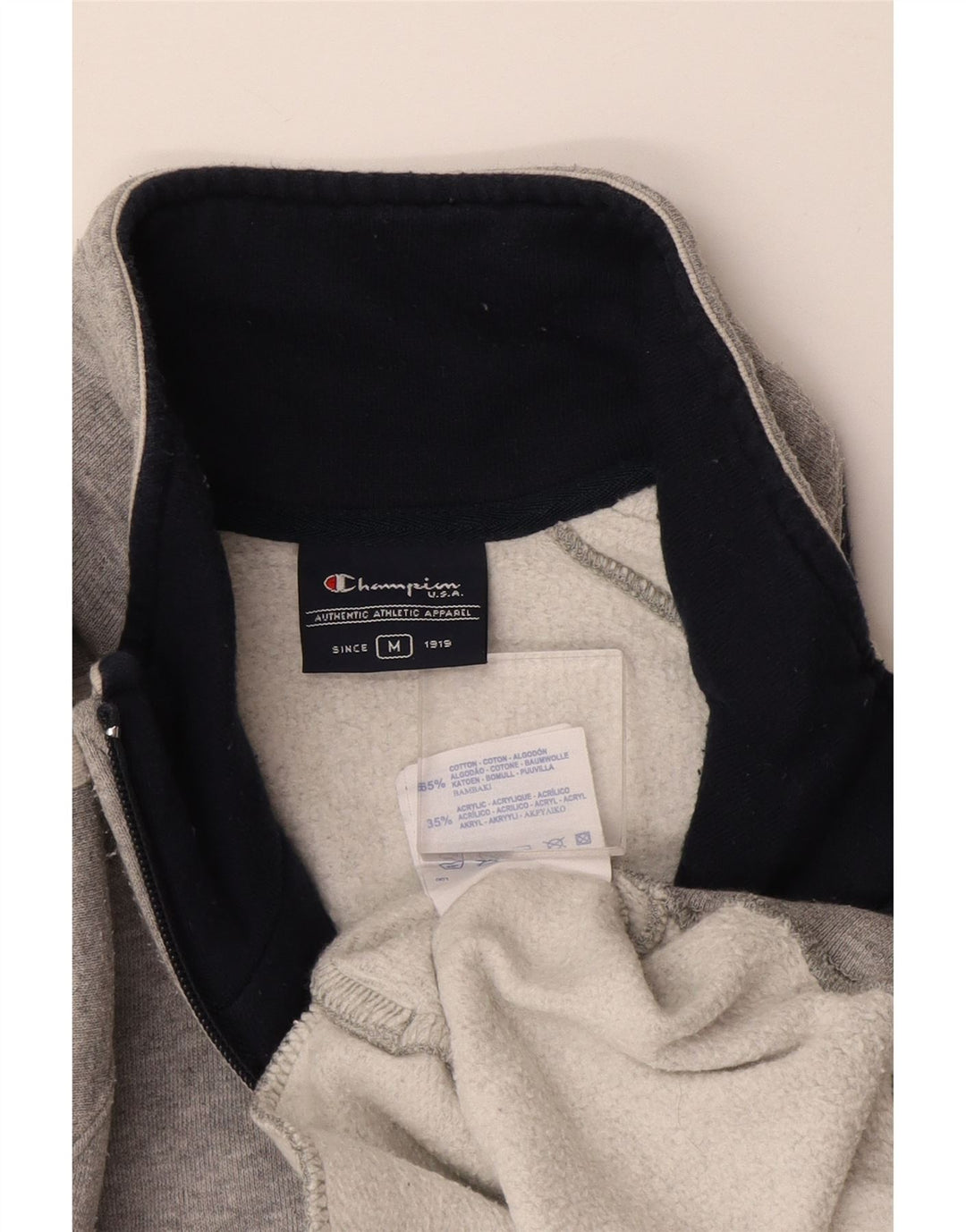 Giacca da tuta da uomo Champion in cotone color block grigio medio