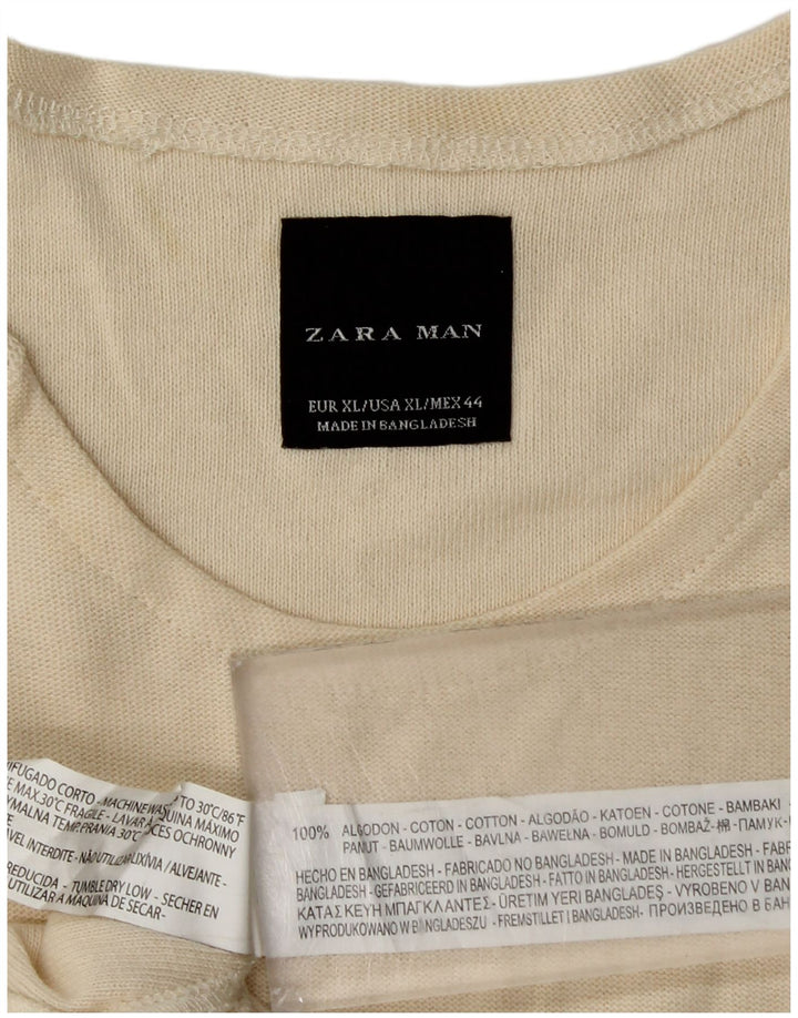 Top Zara da uomo a maniche lunghe XL in cotone beige