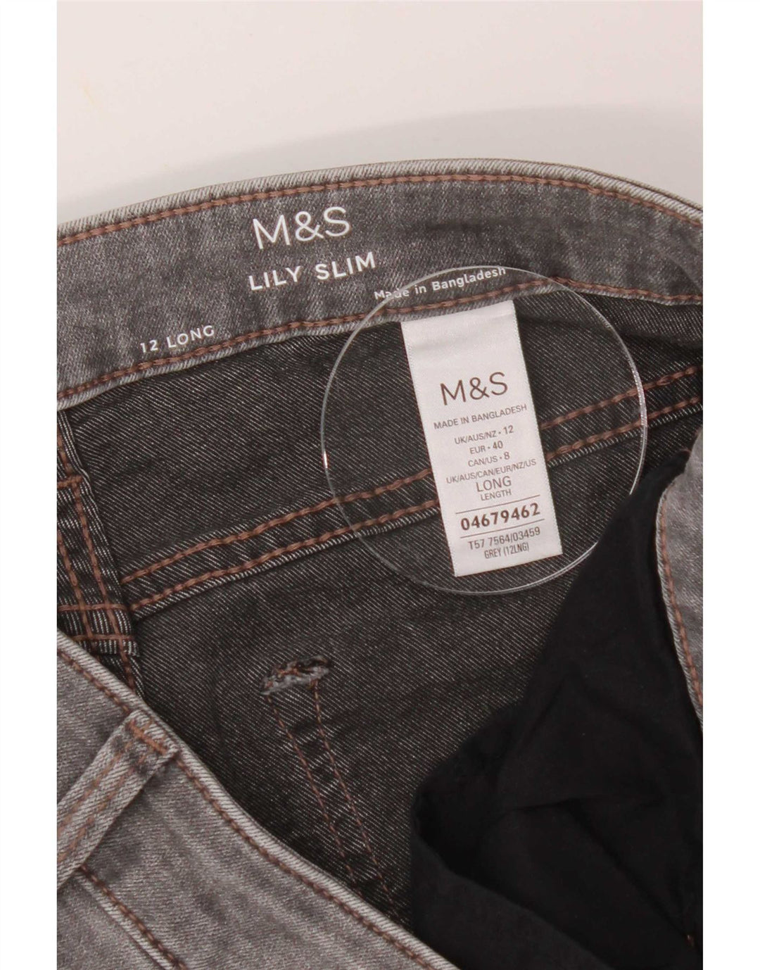 Jeans Marks & Spencer da donna Lily Slim UK 12 medio W30 L29 cotone grigio