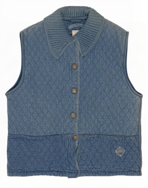 Gilet in denim trapuntato da donna Blue Willi's UK 14 cotone medio