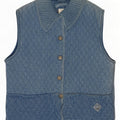 Gilet in denim trapuntato da donna Blue Willi's UK 14 cotone medio