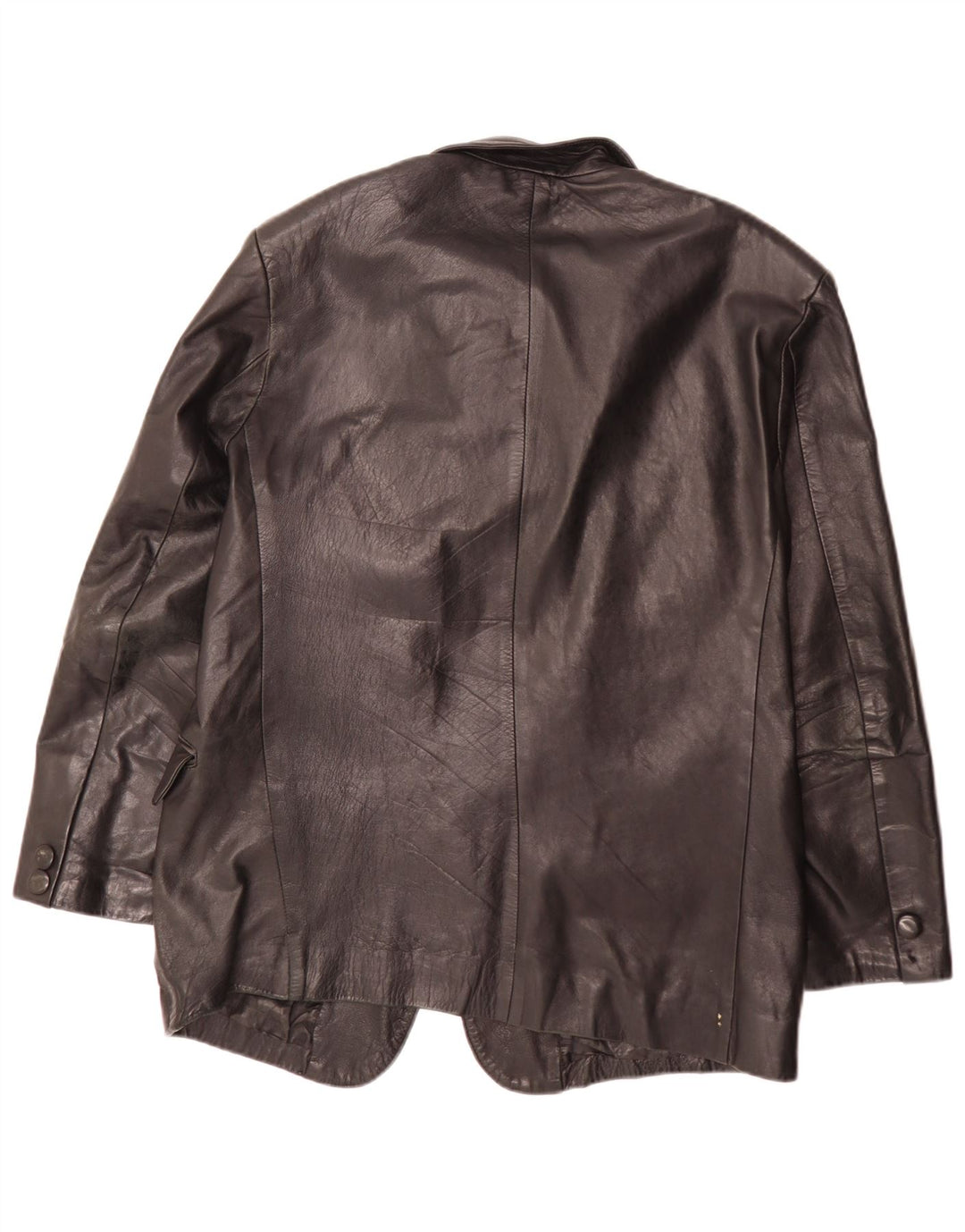 Giacca blazer in pelle vintage da uomo a 3 bottoni IT 54 XL nera