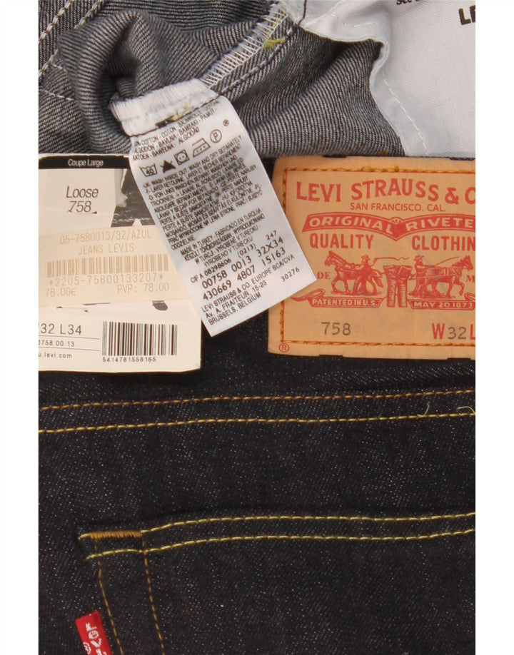 Levi's Uomo 758 Jeans larghi W32 L29 Cotone blu navy
