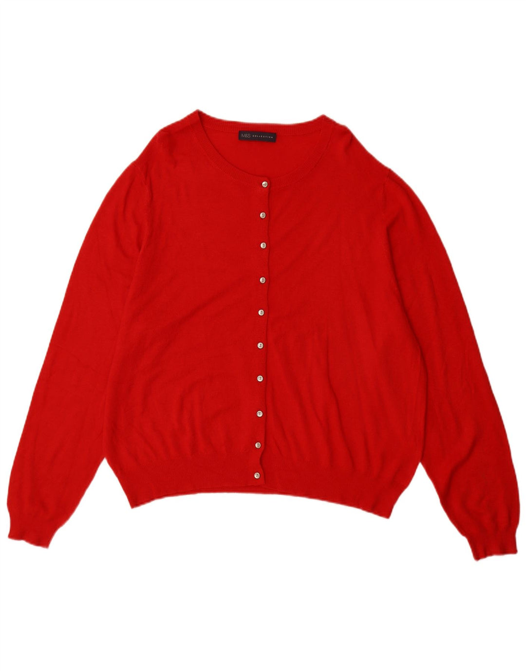 MARKS & SPENCER Maglione cardigan da donna UK 20 2XL Viscosa rossa
