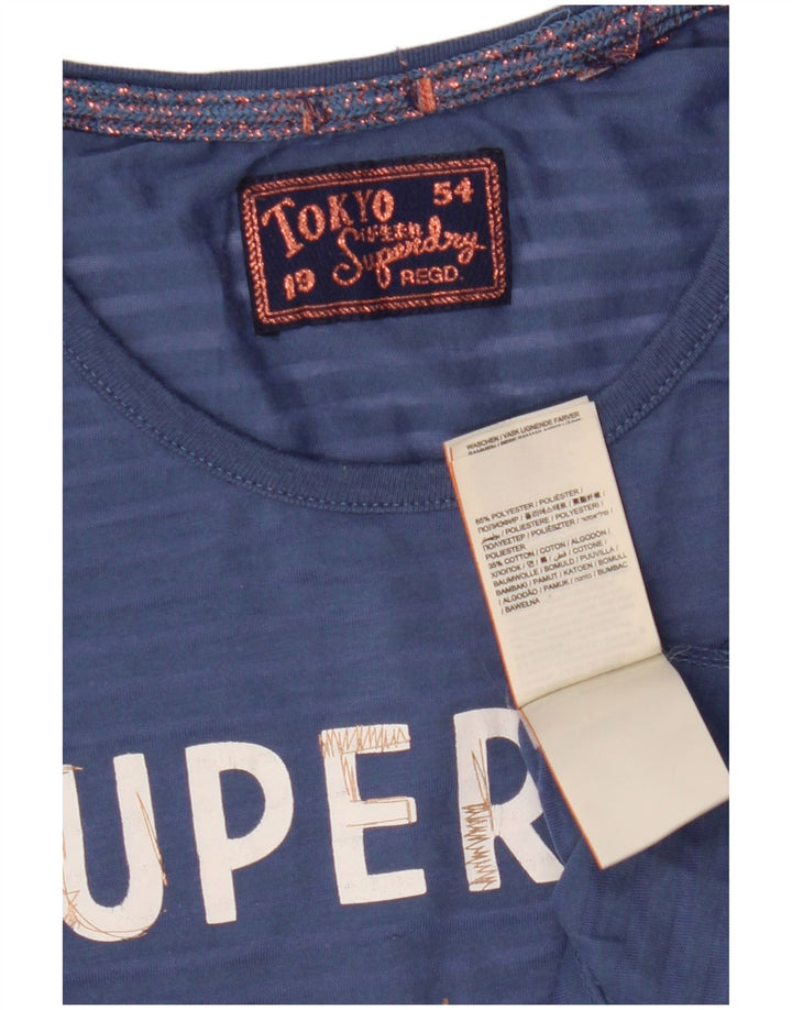 T-shirt grafica da donna Superdry Top UK 10 Small blu poliestere