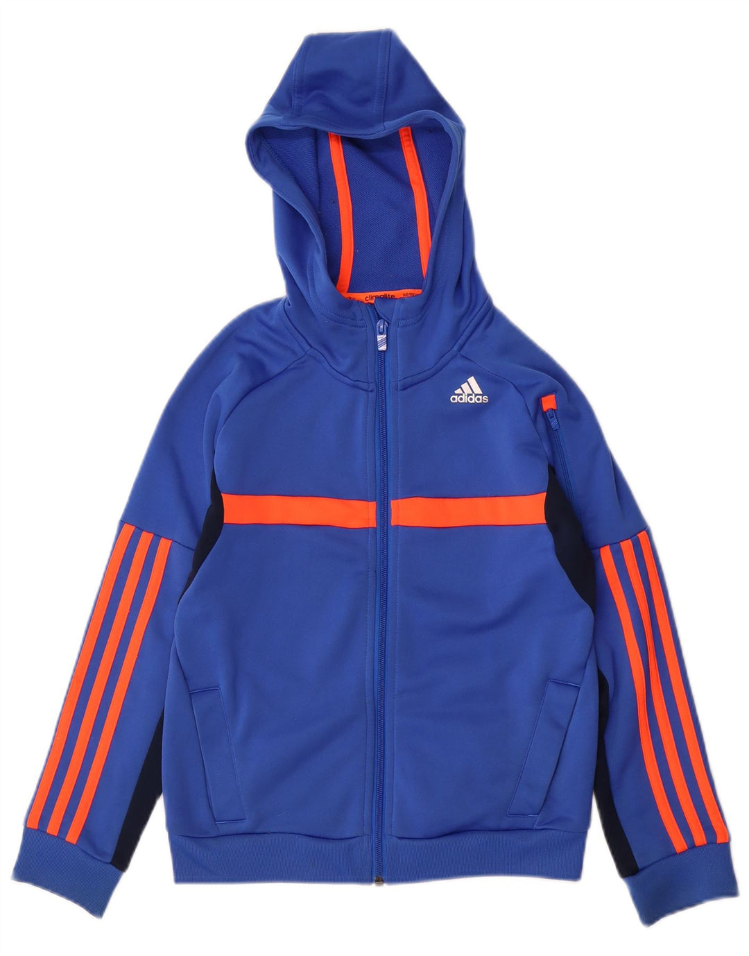 Maglione con cappuccio e zip ADIDAS da bambino Climalite 9-10 anni Blu Colourblock