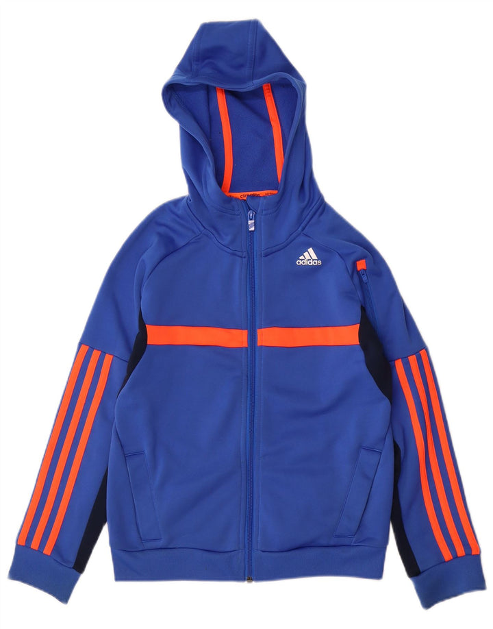 Maglione con cappuccio e zip ADIDAS da bambino Climalite 9-10 anni Blu Colourblock