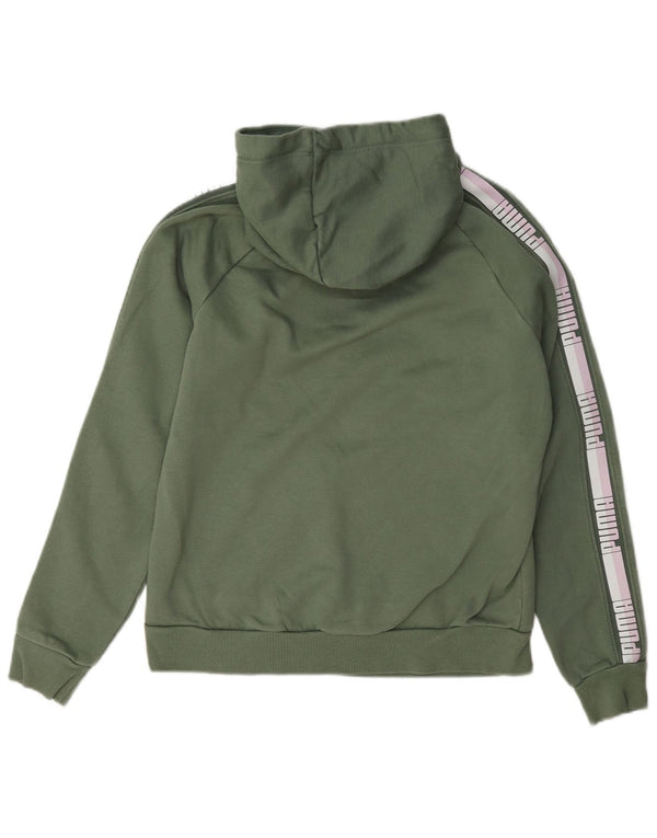 Felpa con cappuccio grafica da donna Puma UK 12 Cotone color block verde medio
