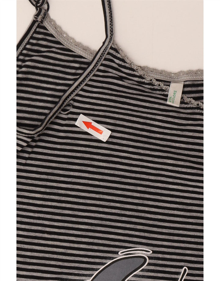 Top corto con camicetta grafica da donna Benetton UK 10 piccolo grigio a righe