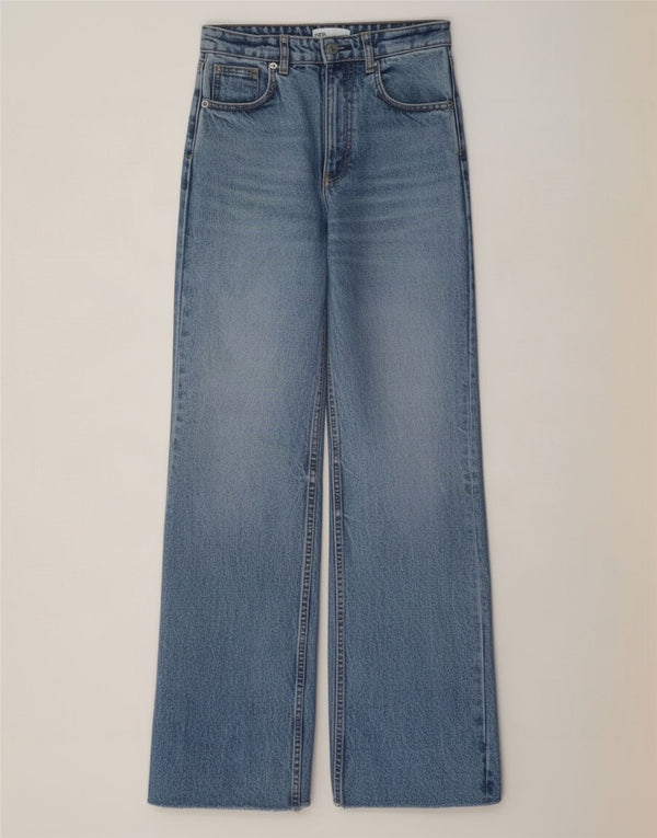 Zara Womens Wide Leg Jeans EU 34 2XS W24 L33 Blue Cotton