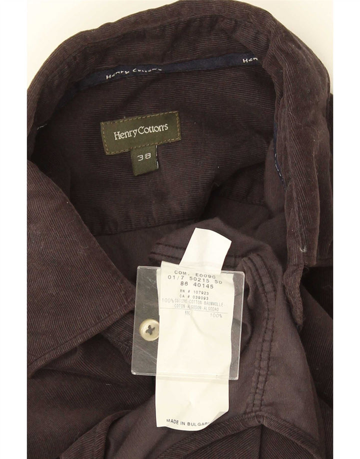 Camicia da uomo in velluto a coste Henry Cottons taglia 38 cotone grigio medio