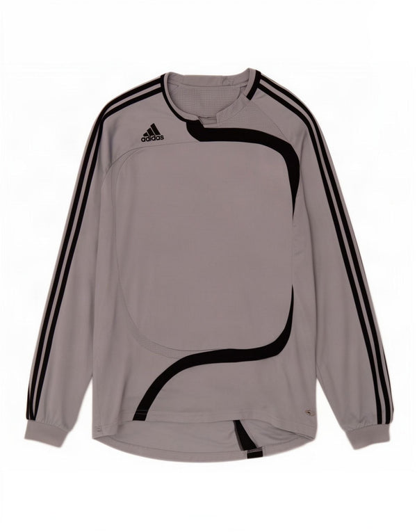 Top Adidas da uomo a maniche lunghe XL in poliestere color block grigio