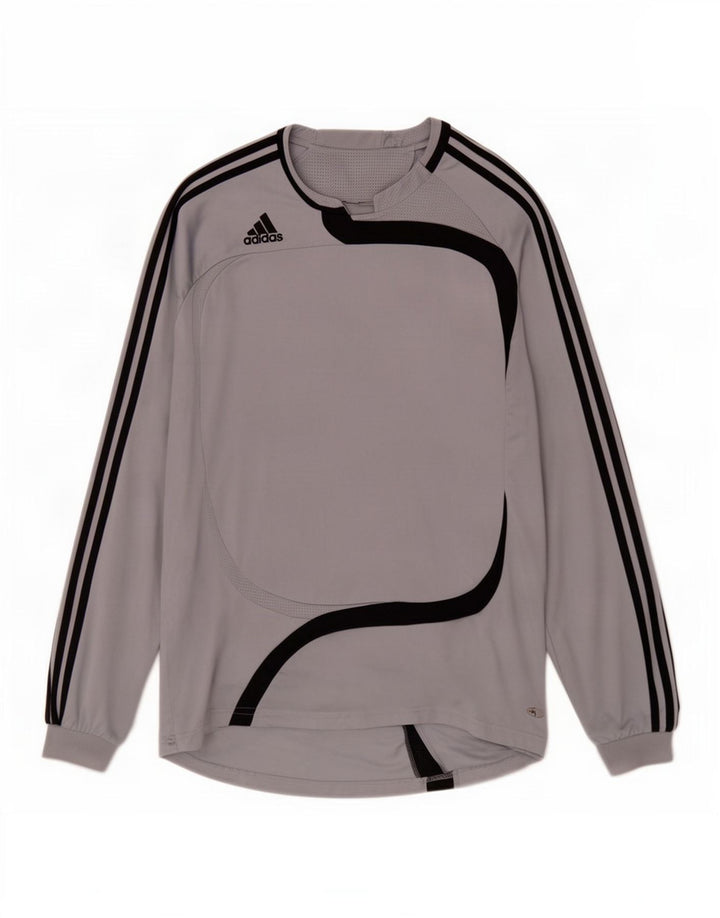 Top Adidas da uomo a maniche lunghe XL in poliestere color block grigio