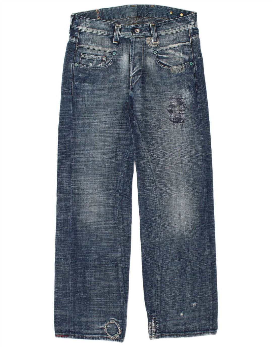 Jeans dritti invecchiati G-STAR 3301 da uomo W33 L34 cotone blu