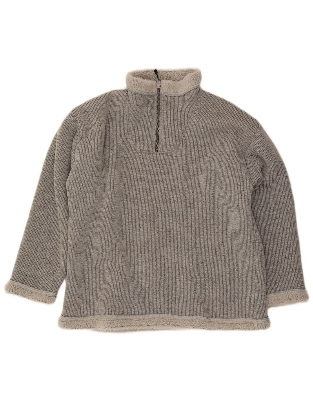 Felpa FHB da uomo in sherpa con zip e collo, maglione XL, poliestere grigio