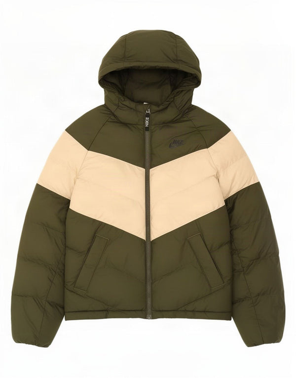 Giacca imbottita con cappuccio Nike da ragazzo 12-13 anni Large Verde Colorblock