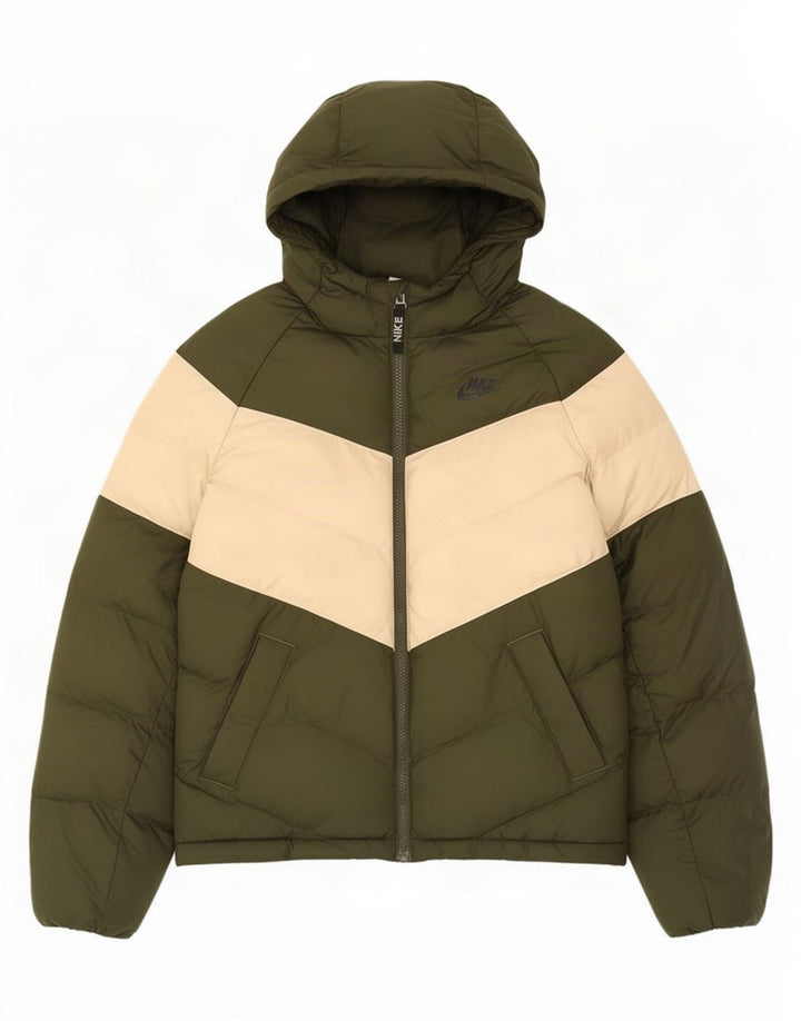 Giacca imbottita con cappuccio Nike da ragazzo 12-13 anni Large Verde Colorblock
