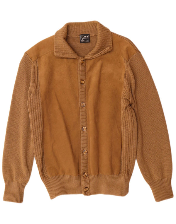 Maglione cardigan da uomo VINTAGE IT 54 XL Lana marrone