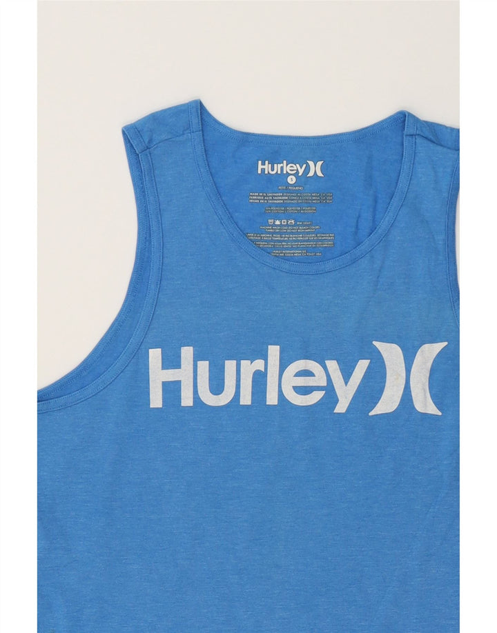 HURLEY Mens Graphic Vest Top Small Blue Polyester Vintage Hurley and Second-Hand Hurley from Messina Hembry 