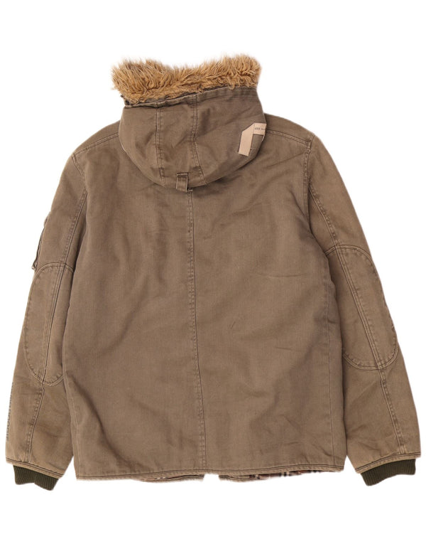Giacca parka con cappuccio da uomo Bomb Boogie UK 42 XL cotone kaki