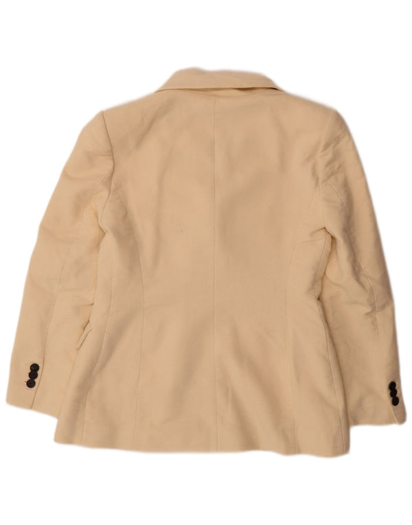 Giacca blazer doppiopetto da donna Zara UK 16 grande in cotone bianco sporco
