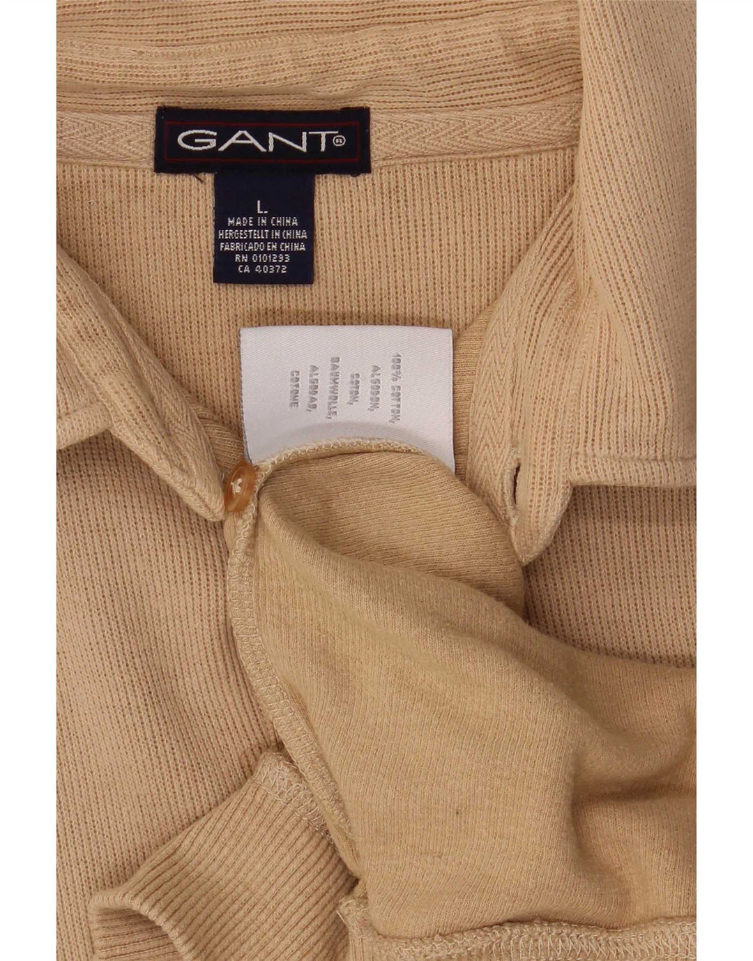 Gant Maglione da uomo con collo alto in cotone beige grande