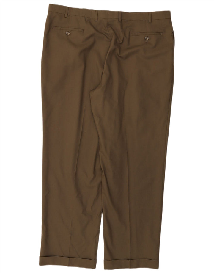 RALPH LAUREN Pantaloni da abito con pedge da uomo Total Comfort W42 L32 Lana kaki