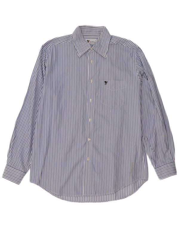 Camicia Uomo Avirex Large Blu Gessato in Cotone