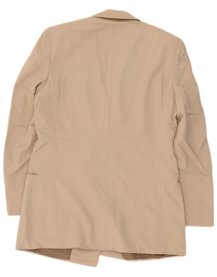 Giacca blazer doppiopetto vintage da uomo IT 50 grande lana vergine beige