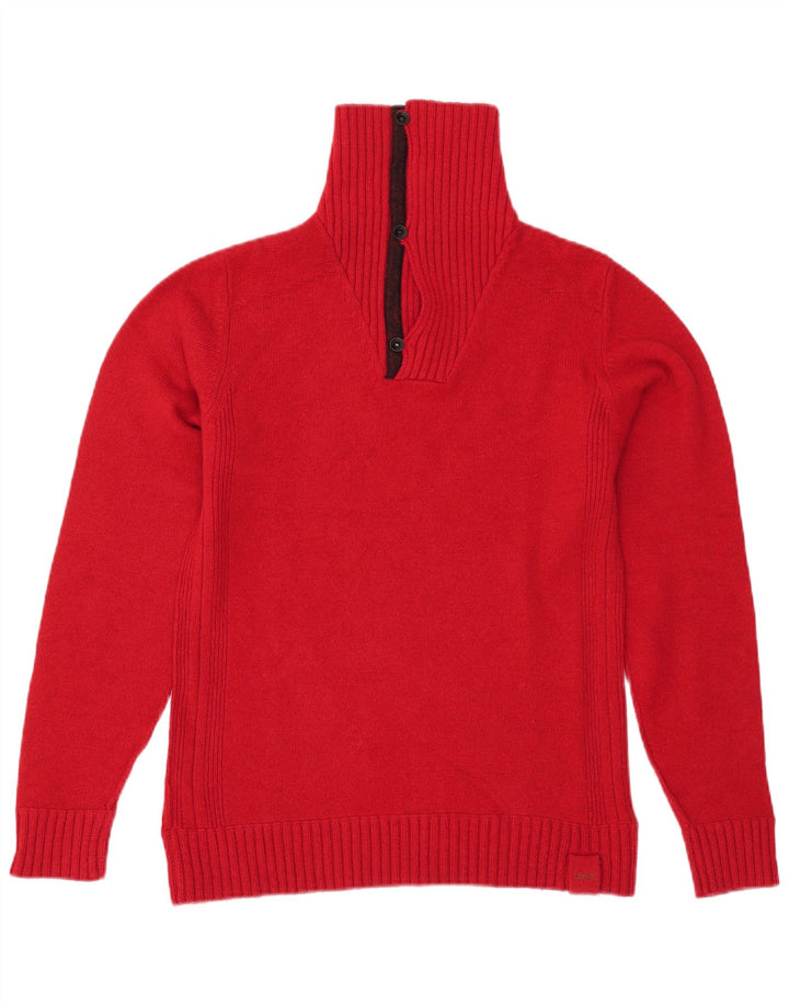 Maglione da donna Gas con bottoni e collo in lana rossa UK 16 grande