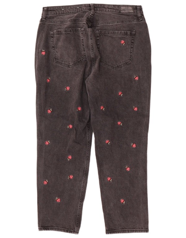 Jeans Hollister affusolati a vita alta da donna US 13 Large W31 L27 Grigio floreale