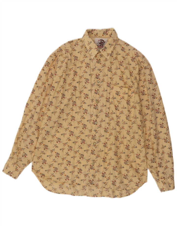 Camicia vintage da uomo in cotone floreale giallo medio