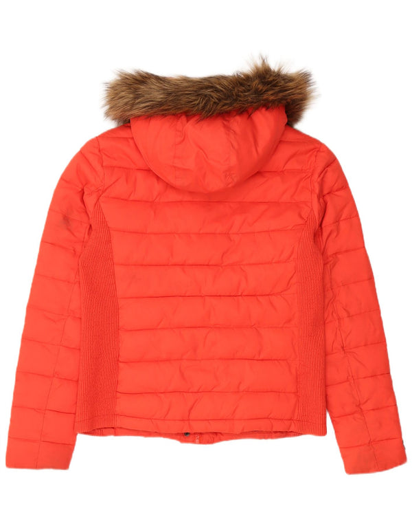 Giacca imbottita con cappuccio da donna Superdry UK 18 XL nylon rosso