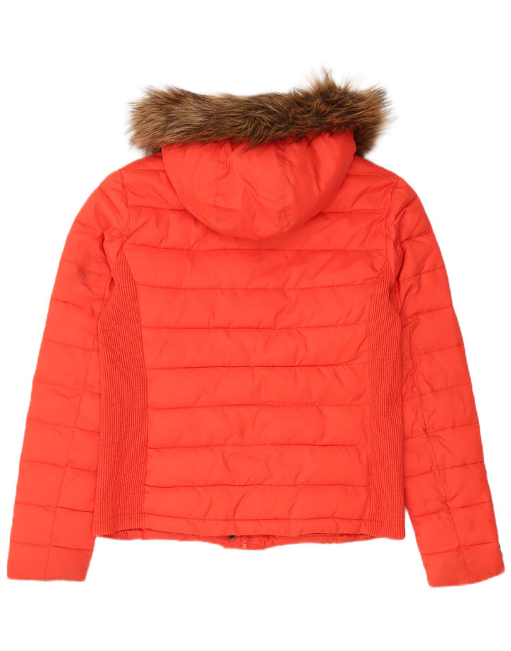 Giacca imbottita con cappuccio da donna Superdry UK 18 XL nylon rosso