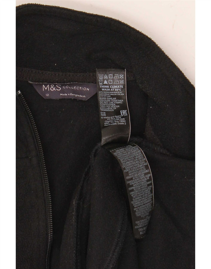 Giacca in pile da donna Marks & Spencer UK 12 poliestere nero medio