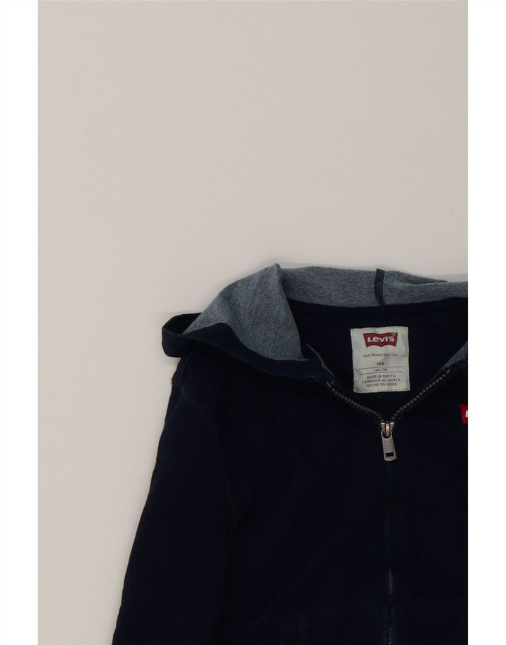 LEVI'S Boys Zip Hoodie Sweater 9-10 Years Navy Blue Cotton Vintage Levi's and Second-Hand Levi's from Messina Hembry 