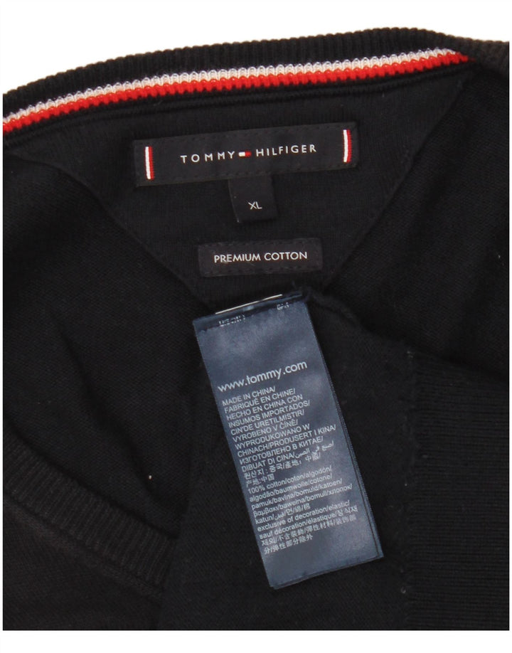 TOMMY HILFIGER Maglione da uomo con scollo a V XL in cotone blu navy