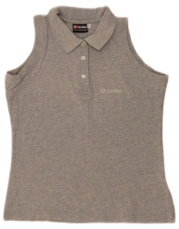 Polo senza maniche da donna Lotto UK 10 piccola in cotone grigio