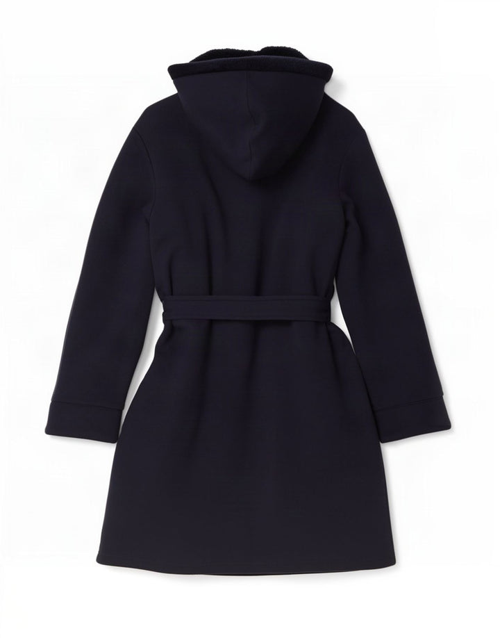 Cappotto sherpa oversize con cappuccio da donna Lands End UK 10 piccolo blu navy