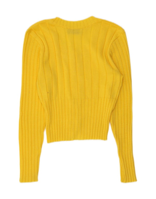 Maglione cardigan corto da donna Sport Staff UK 10 piccolo giallo