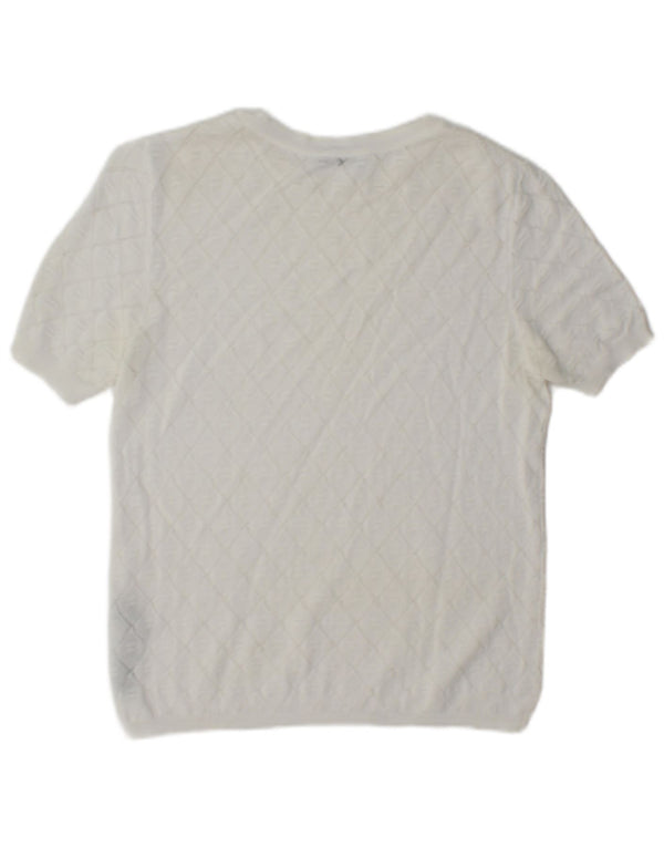 Zara Womens Short Sleeve Boat Neck Jumper Sweater UK 10 Small White