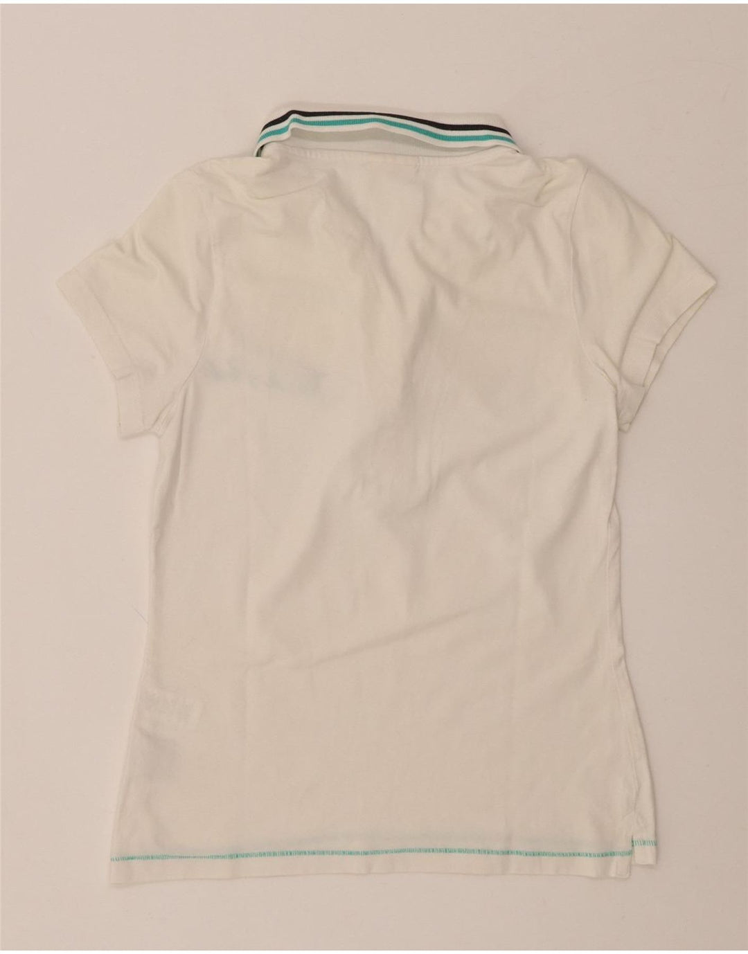 THINK PINK Polo grafica da donna UK 8 piccola in cotone bianco