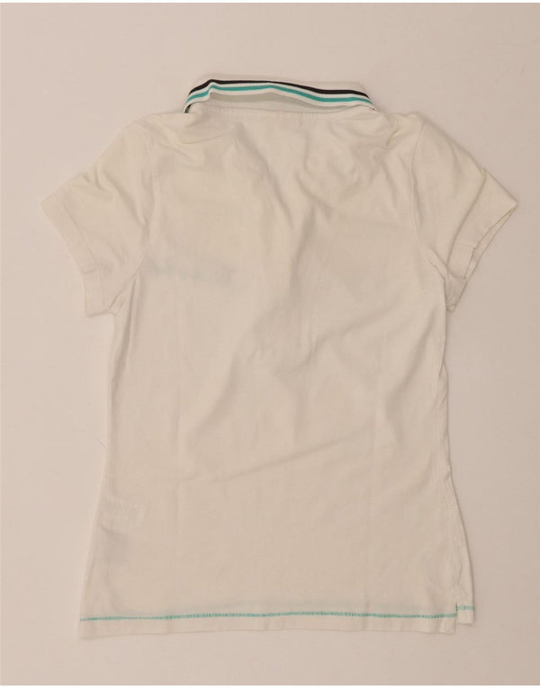 THINK PINK Polo grafica da donna UK 8 piccola in cotone bianco