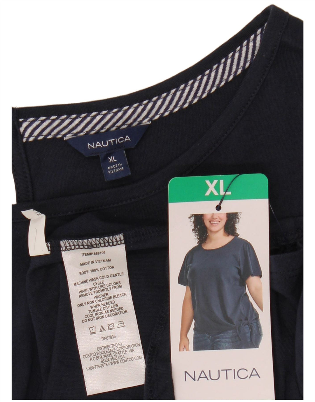 NAUTICA Camicetta da donna con allacciatura sul davanti UK 18 XL Cotone blu navy