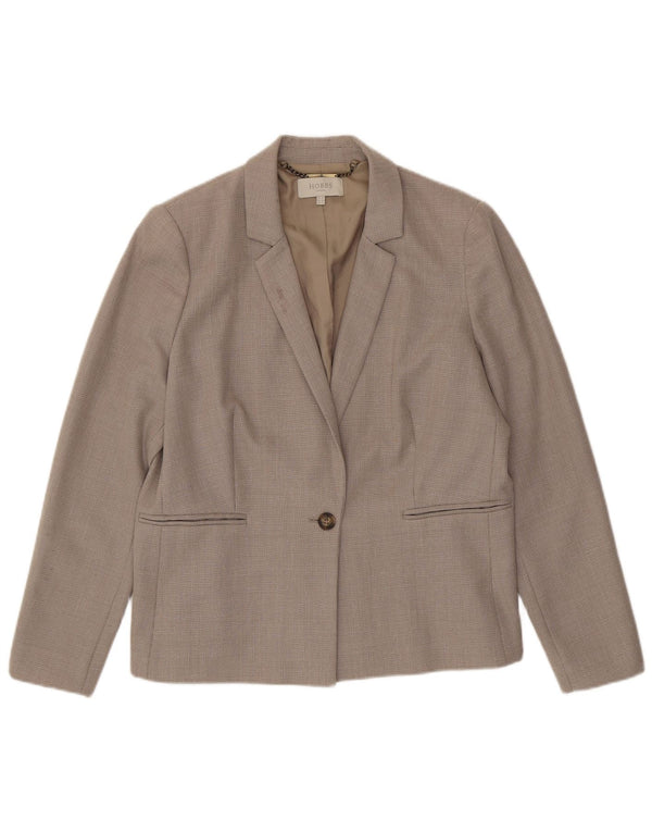HOBBS Womens 1 Button Blazer Jacket UK 16 Large  Beige Wool