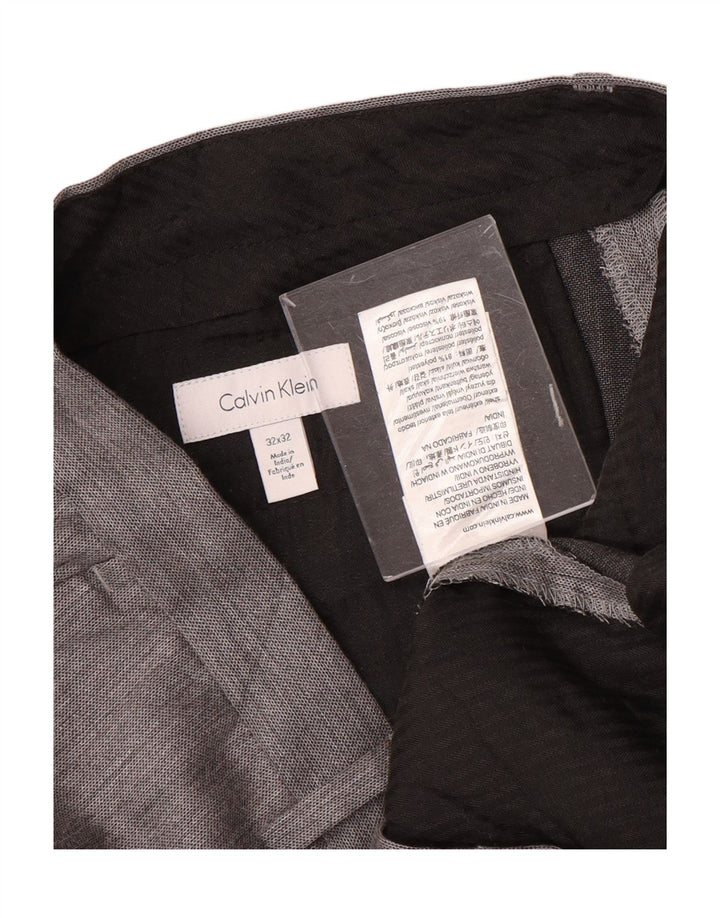 CALVIN KLEIN Pantaloni da abito dritti da uomo W32 L32 Poliestere grigio
