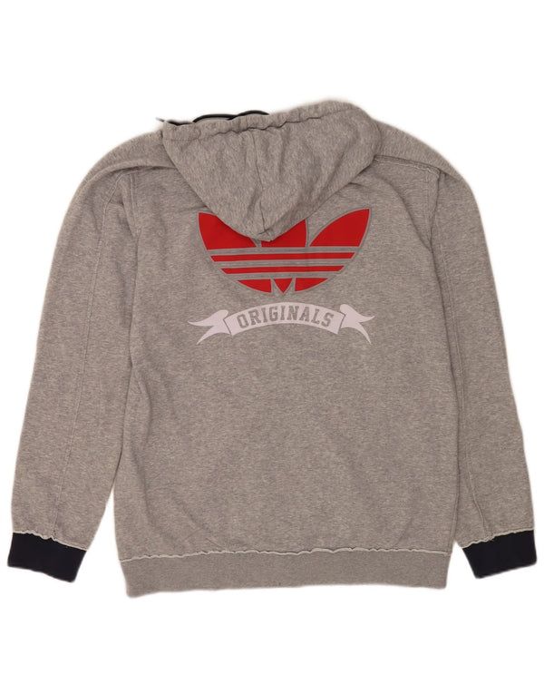 Maglione con cappuccio e zip grafica Adidas da uomo in cotone chiazzato grigio medio