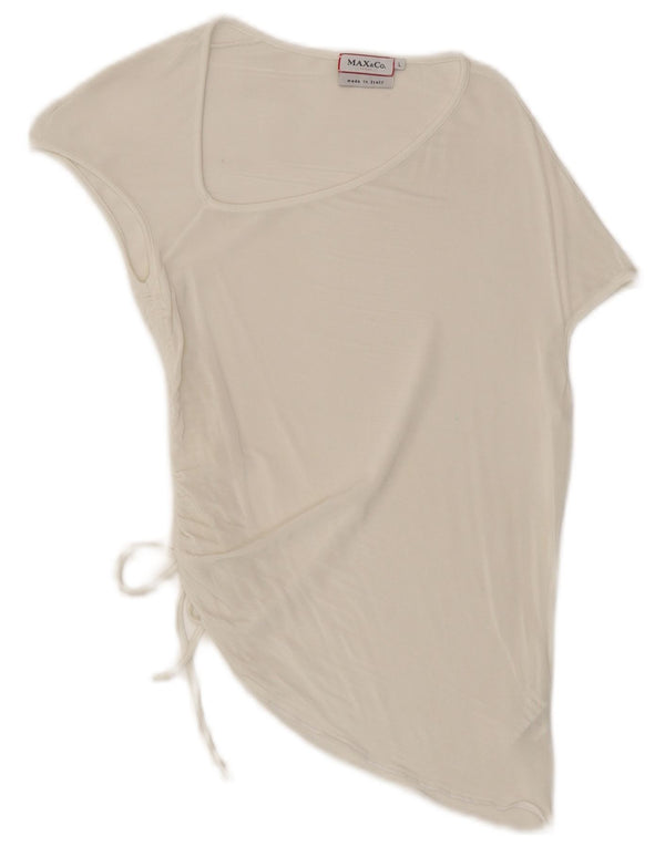 Max & Co. Camicetta asimmetrica da donna Top UK 14 Large Viscosa bianca