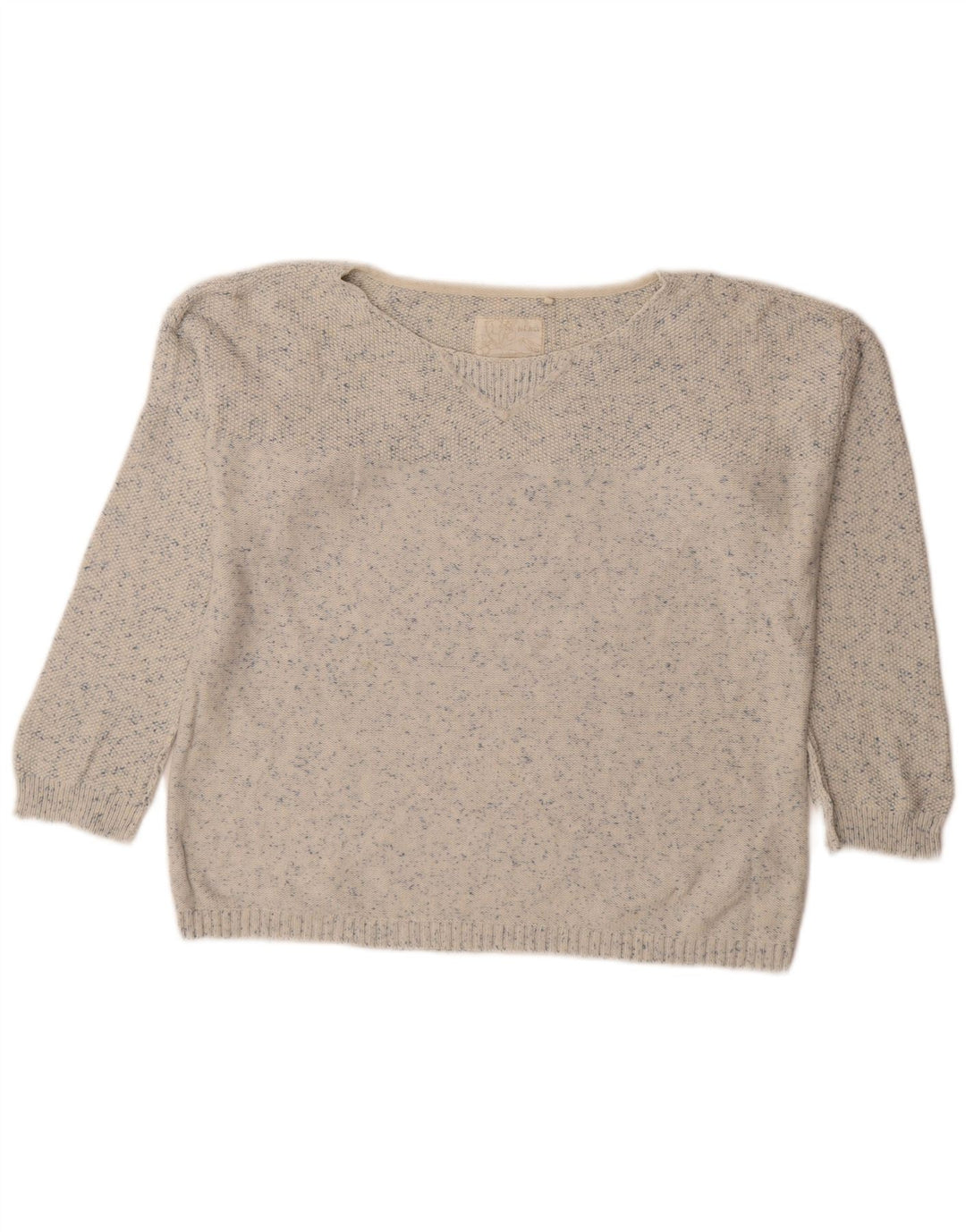 FAT FACE Maglione da donna con scollo a barchetta UK 12 Medio bianco screziato