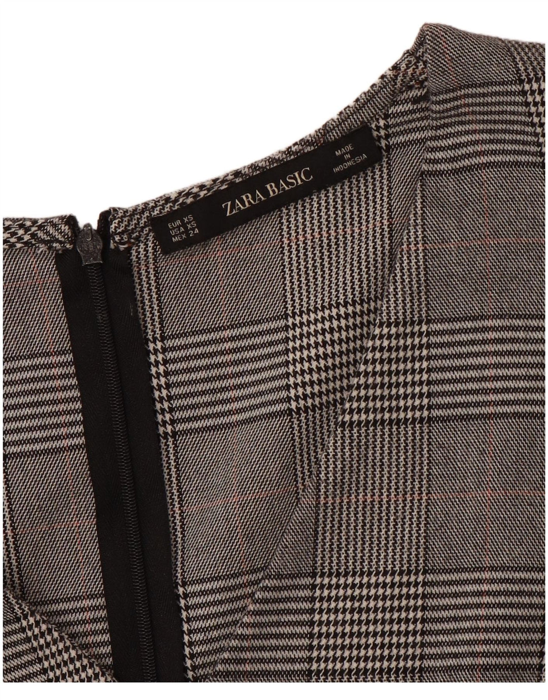 Abito Tubino ZARA Donna con Maniche a 3/4 UK 6 XS Grigio Pied De Poule